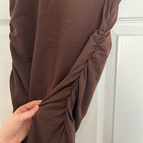 Sezane Phillipa Dress in Tonka Size M Brown Cinched Bodycon Dress - Picture 7 of 10